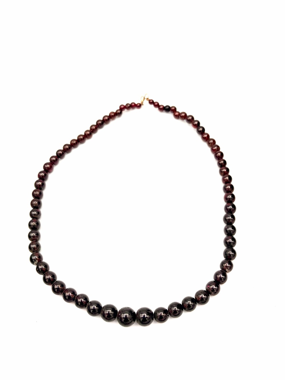 Classic Garnet Bead Necklace - Deep Red- Vintage- 17”, Graduated 3mm- 10mm